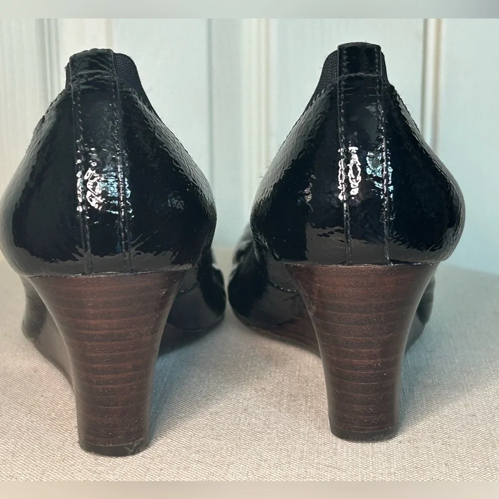 Tory Burch 'Caroline' Designer Wedge Patent Leather Slip On Ballet Shoes Sz 7.5